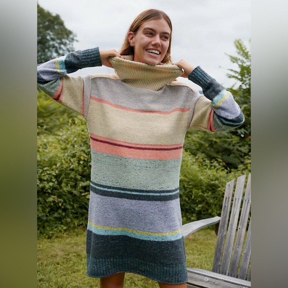 Anthropologie Multicolor Striped Long Sleeve Dress